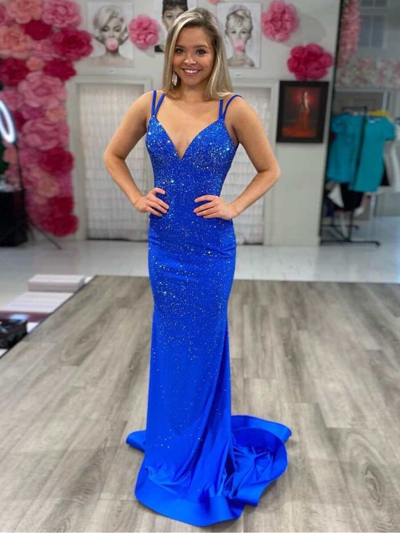 Roycebridal Marlee | Meerjungfrau-Ballkleid aus Jersey mit V-Ausschnitt und Perlen