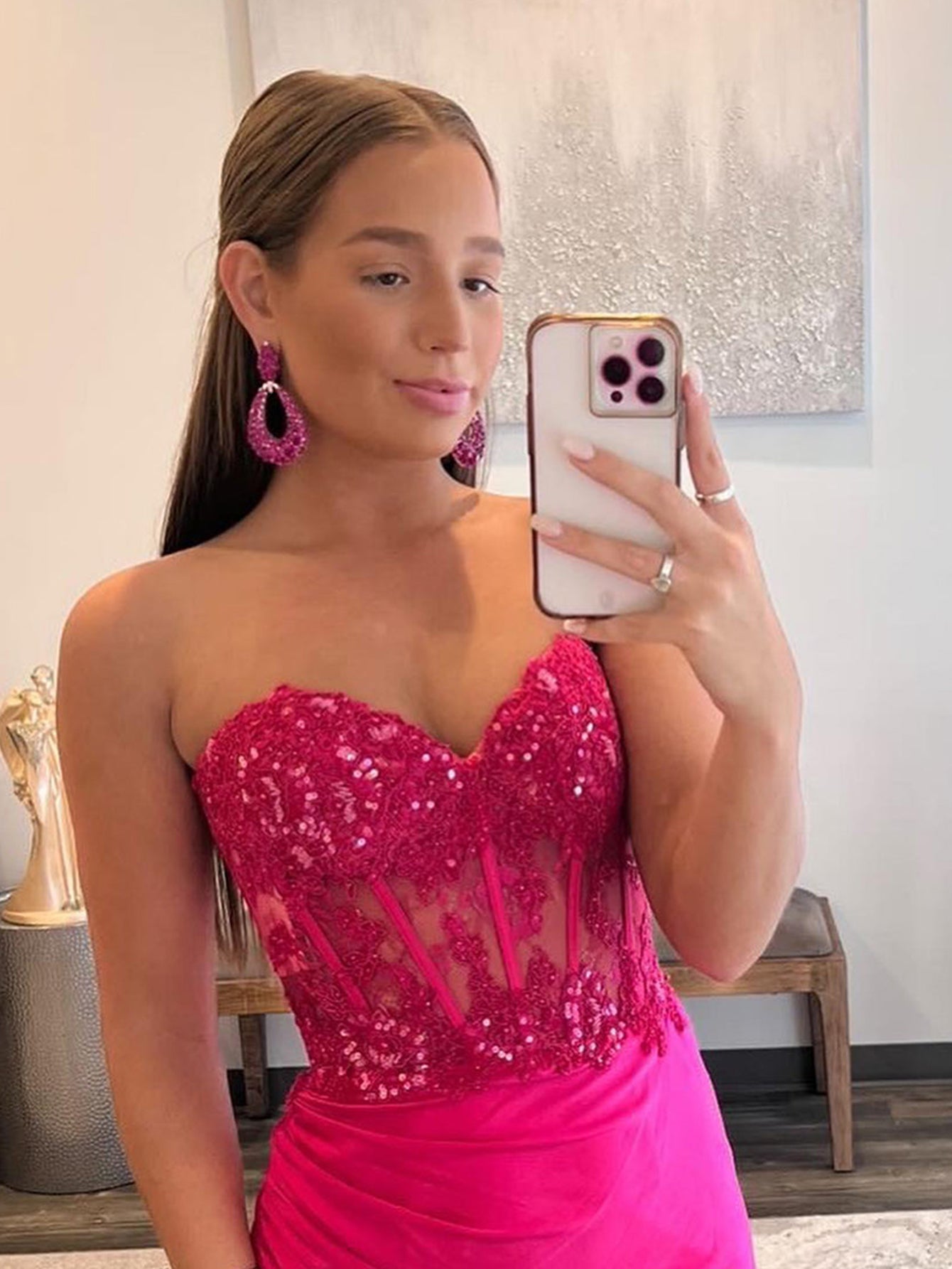 Roycebridal Ember |Etuikleid, trägerlos, herzförmiger Ausschnitt, langes Ballkleid mit Schlitz