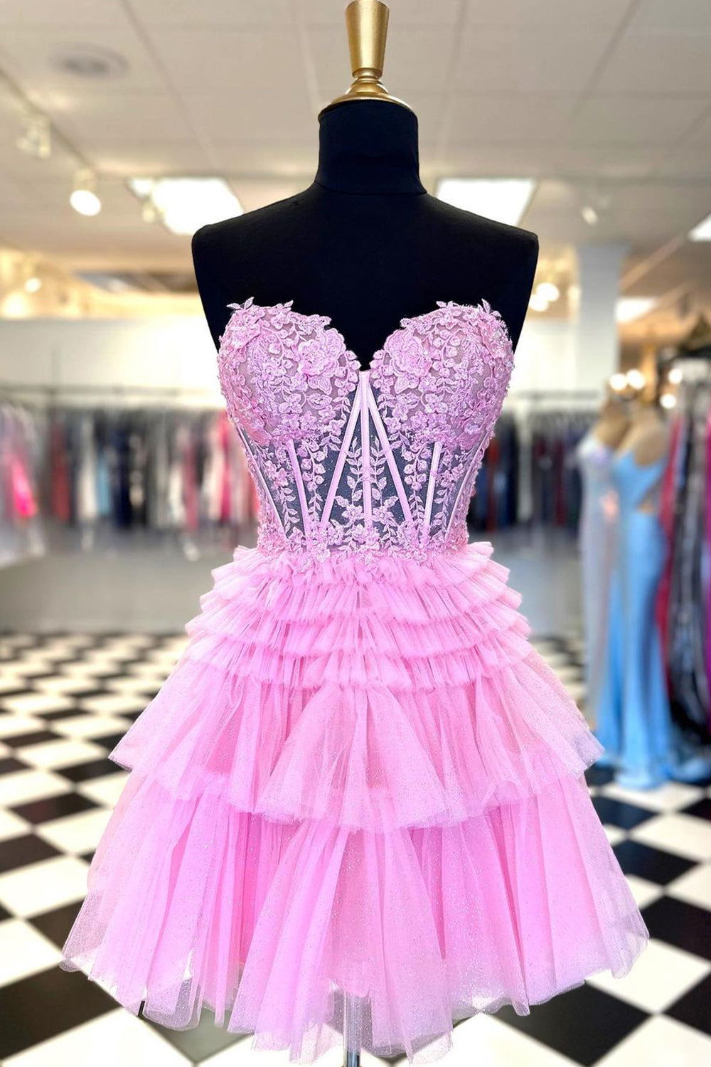 Ivy| A-Linie Sweetheart Homecoming-Kleid mit Rüschen