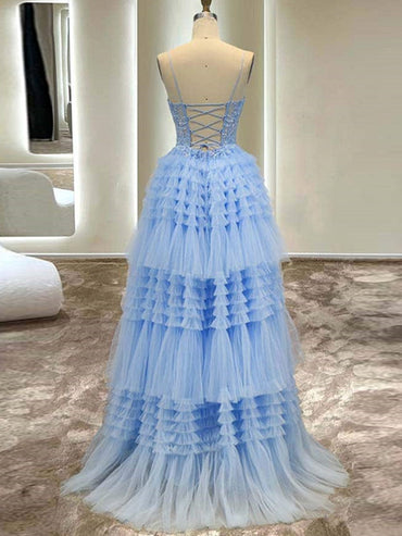 Roycebridal Presley | Robe de bal longue en tulle à bretelles spaghetti et coupe trapèze
