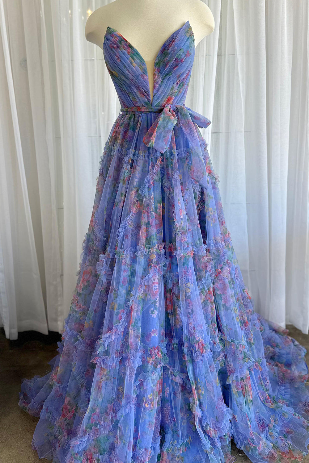 Roycebridal Izabella | A-Linien-Ballkleid aus Tüll mit Herzausschnitt und Blumenmuster und Schlitz