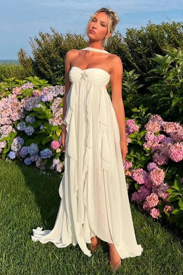 Yellow Strapless Sheath Bow Satin Long Formal Mermaid Prom Dress