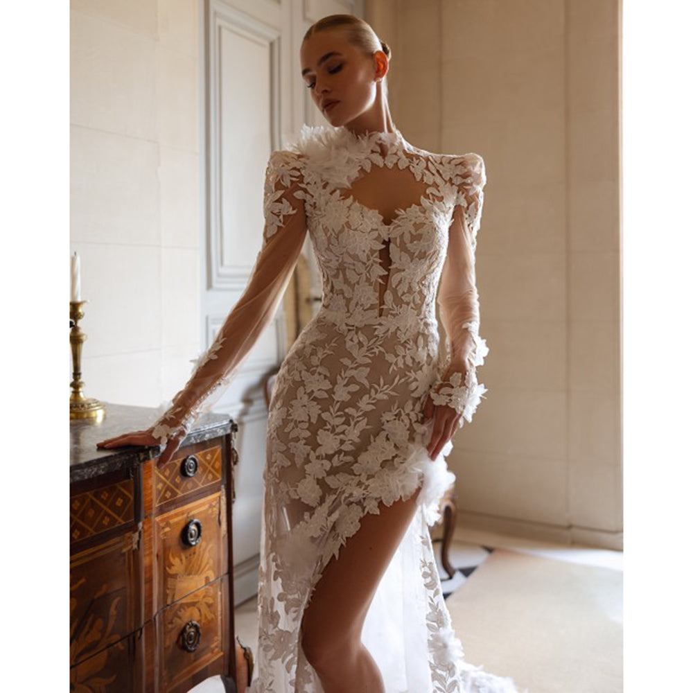 Sexy High Slit Sweetheart Wedding Dress