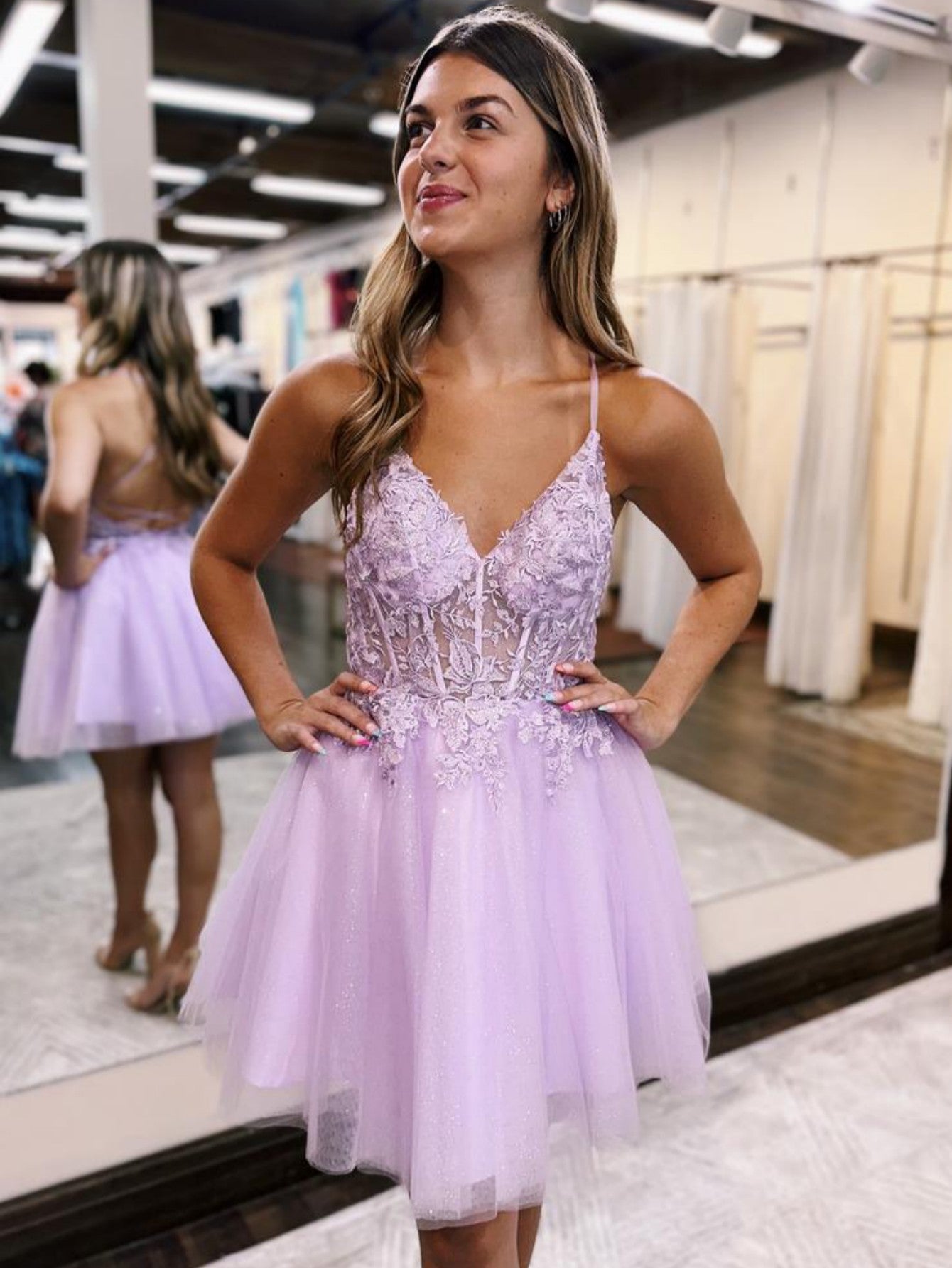 Formal Dresses Lavender Peplum Dress Althea |A-Line Backless Tulle Appliqued Homecoming Dress ROYCEBRIDAL OFFICIAL STORE Formal Dresses Lavender Peplum Dress Althea |A-Line Backless Tulle Appliqued Homecoming Dress ROYCEBRIDAL OFFICIAL STORE