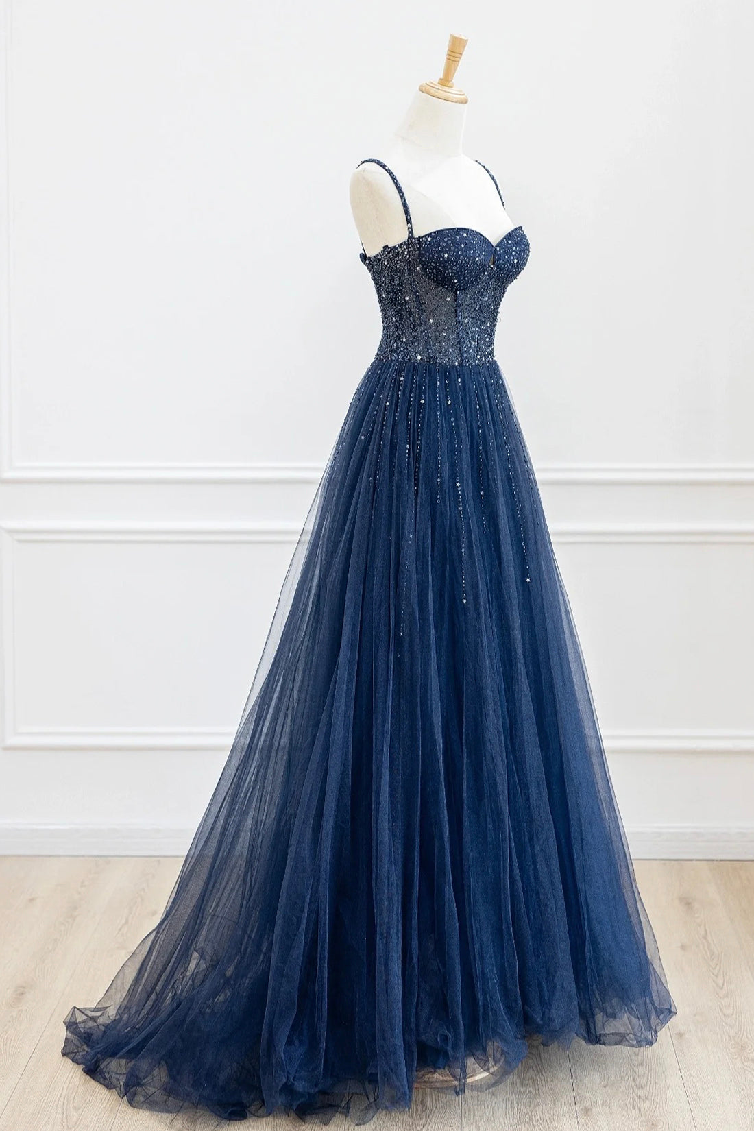 Roycebridal Marceline | Blue Tulle Beaded Long Prom Dress Formal Dress