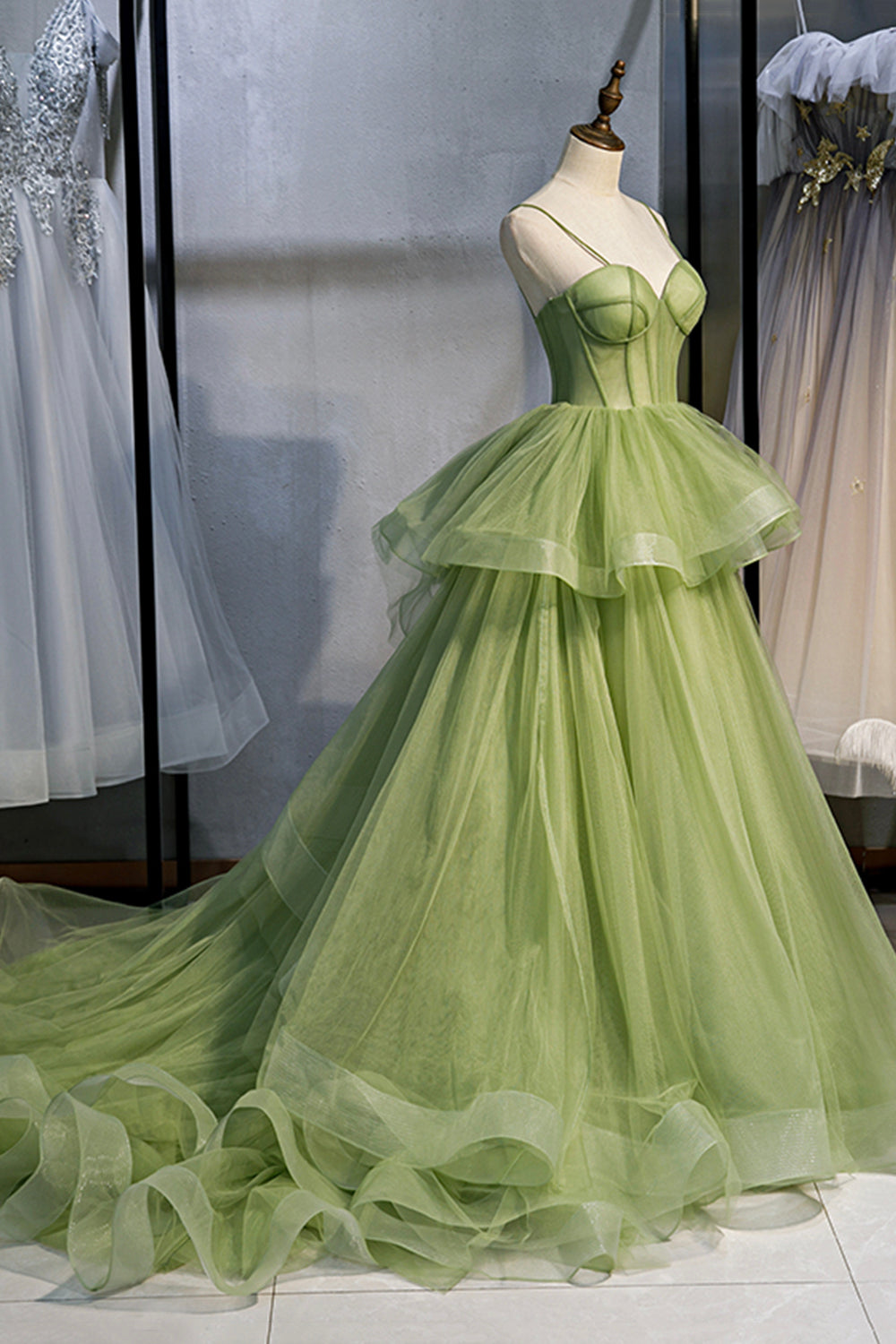 Roycebridal Ellianna | Green Sweetheart Tulle Long Prom Dress, Beautiful A-Line Evening Graduation Dress