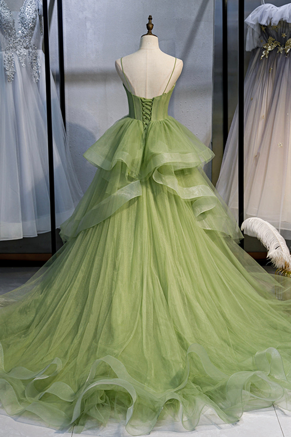 Roycebridal Ellianna | Green Sweetheart Tulle Long Prom Dress, Beautiful A-Line Evening Graduation Dress