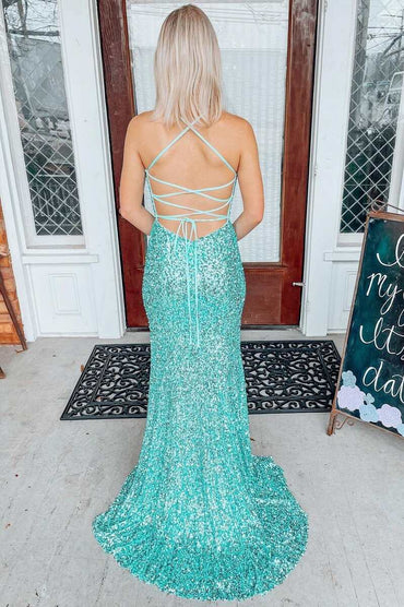 Roycebridal – Langes Ballkleid im Meerjungfrauenstil mit Pailletten und Schnürung am Rücken in Helljade
