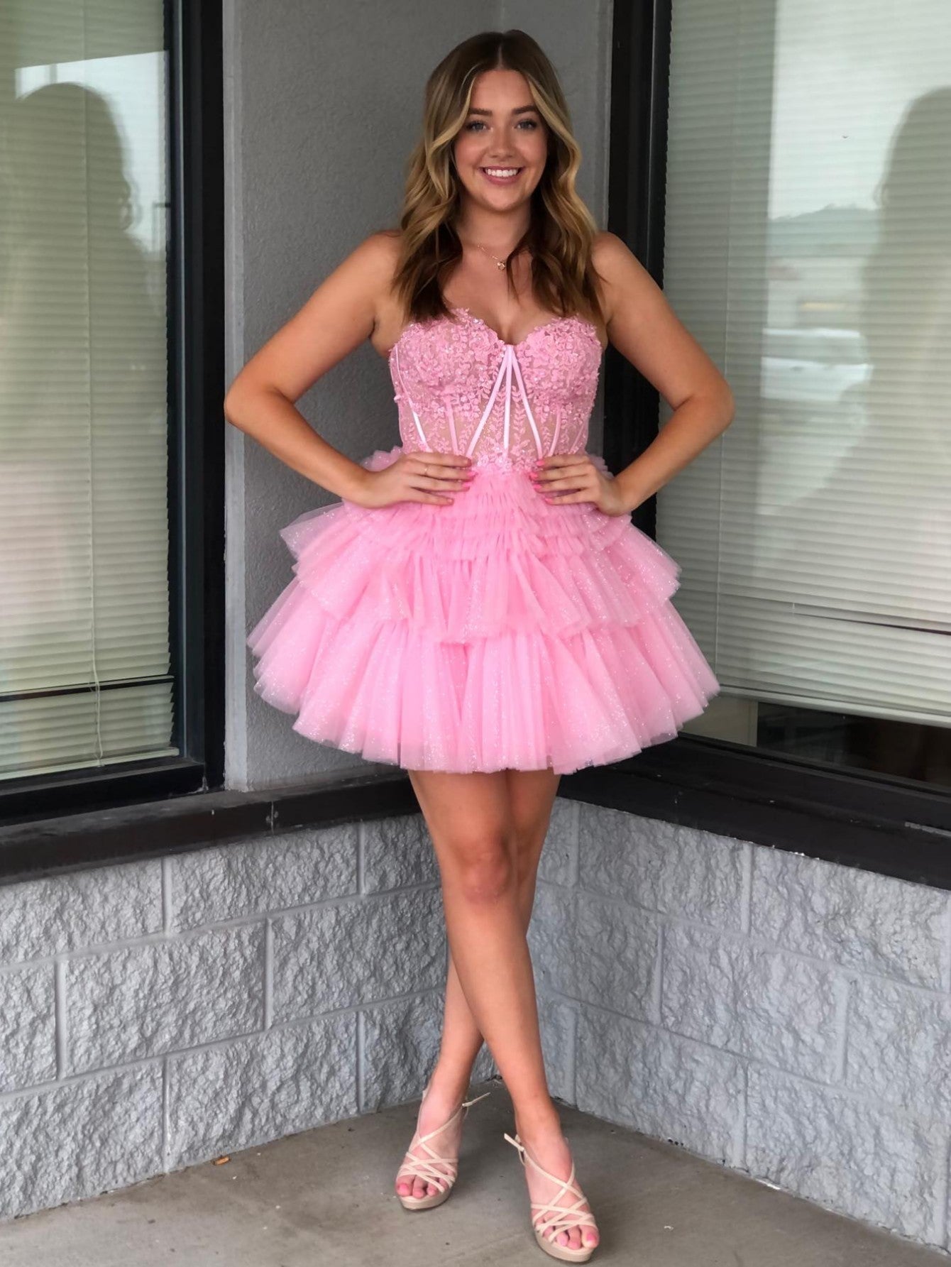 Ivy| A-Linie Sweetheart Homecoming-Kleid mit Rüschen