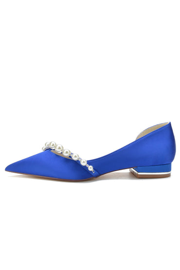 Mules épaisses à bout pointu et perles d'imitation