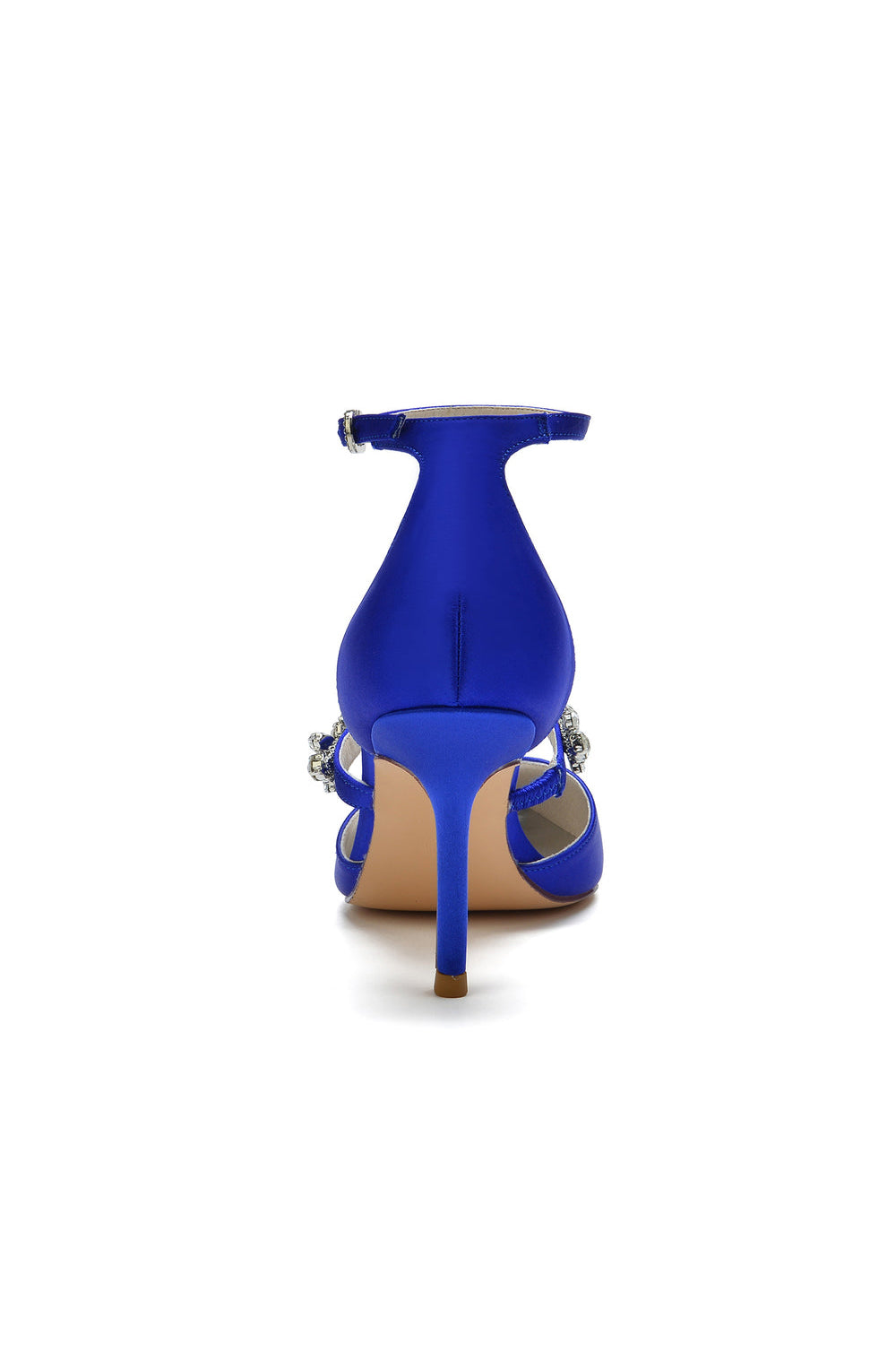 Satin-High Heels mit spitzer Zehenpartie und Kristallriemen