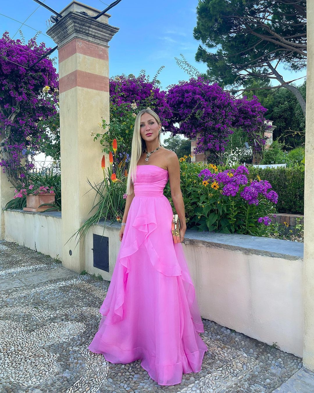 Roycebridal Elisa | Hellrosa trägerloses A-Linien-Ballkleid aus Organza