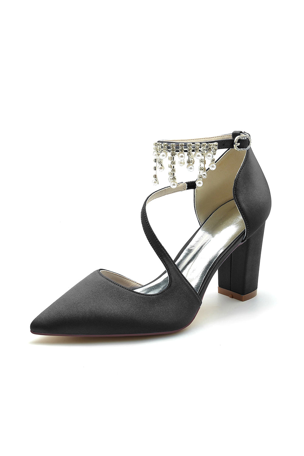 Sandales à talons blocs et pompons en perles