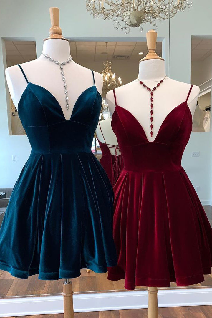 Sherry | Robe de soirée trapèze en velours à col en V