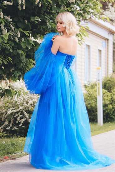 Roycebridal Adelynn | Robe de bal trapèze à manches longues en satin et tulle avec fente