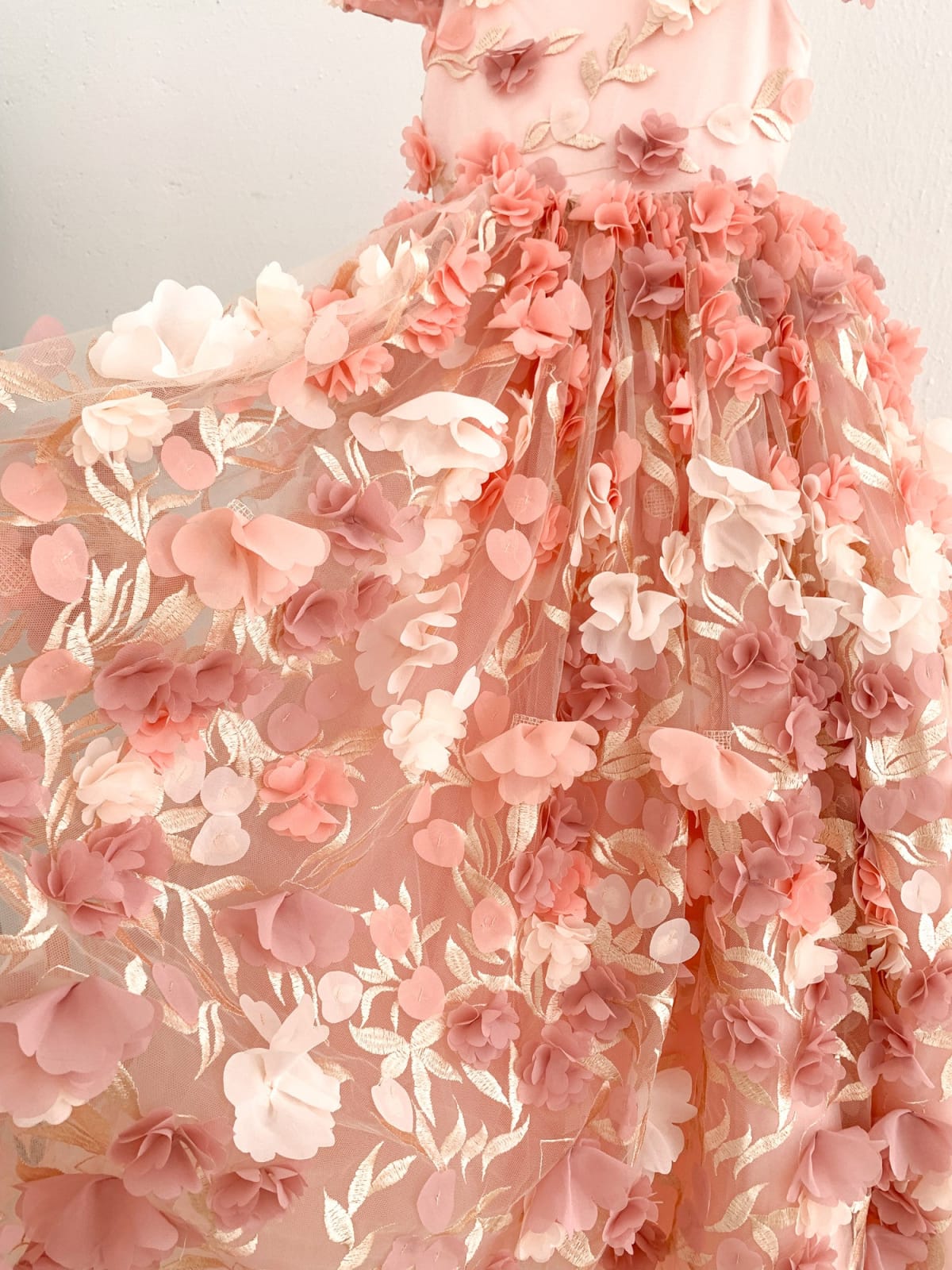 3D Lace Tulle Flower Off Shoulder Wedding Flower Girl Dress