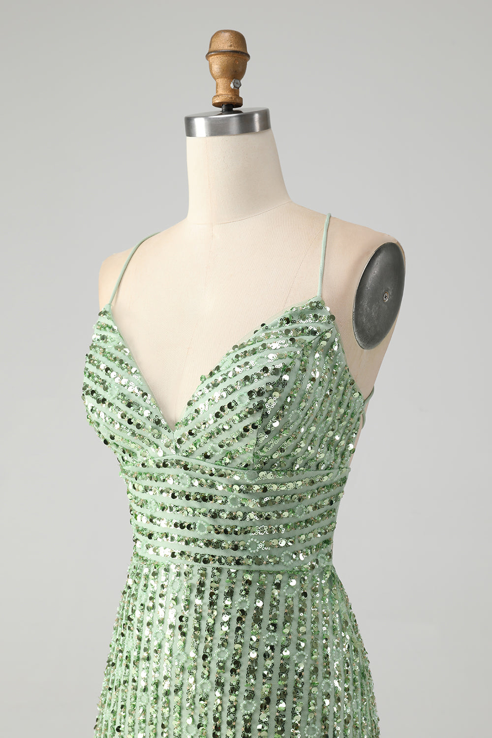 Stylish Green Sheath Criss Cross Back Short Homecoming Dress with Sequins