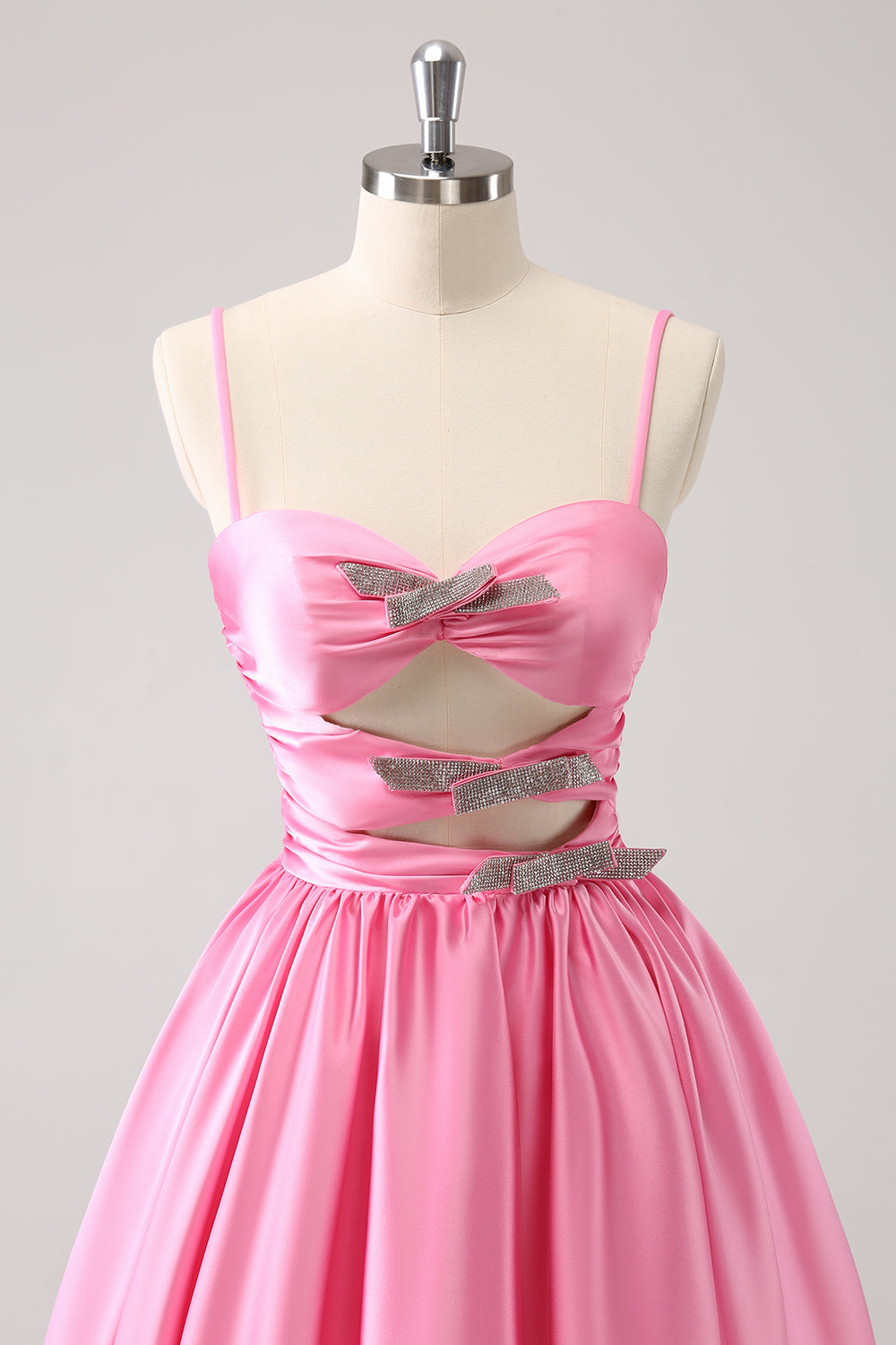 Sparkly Cute Pink A Line Spaghetti Straps Cut Out Homecoming Dress with Sequins