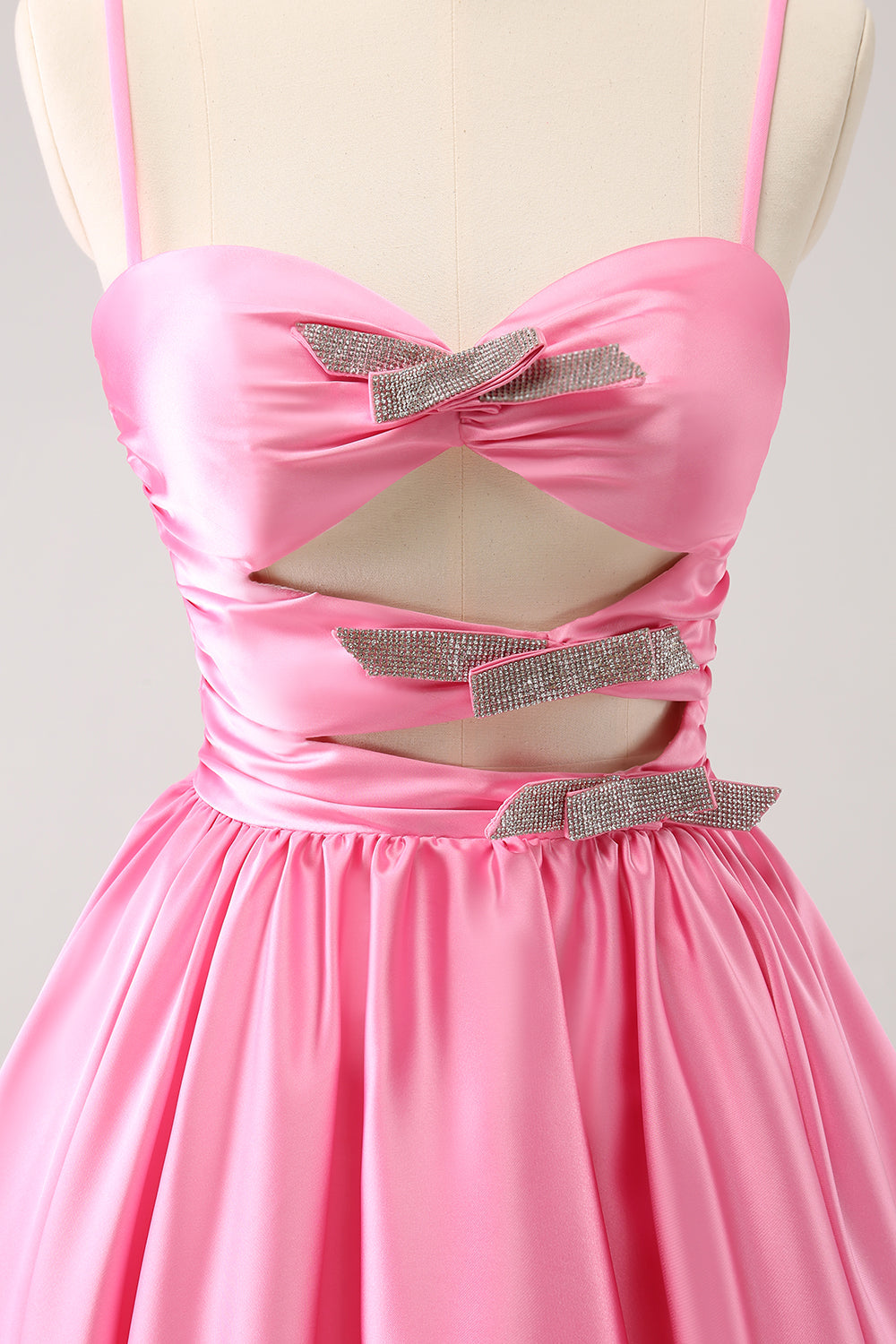 Sparkly Cute Pink A Line Spaghetti Straps Cut Out Homecoming Dress with Sequins