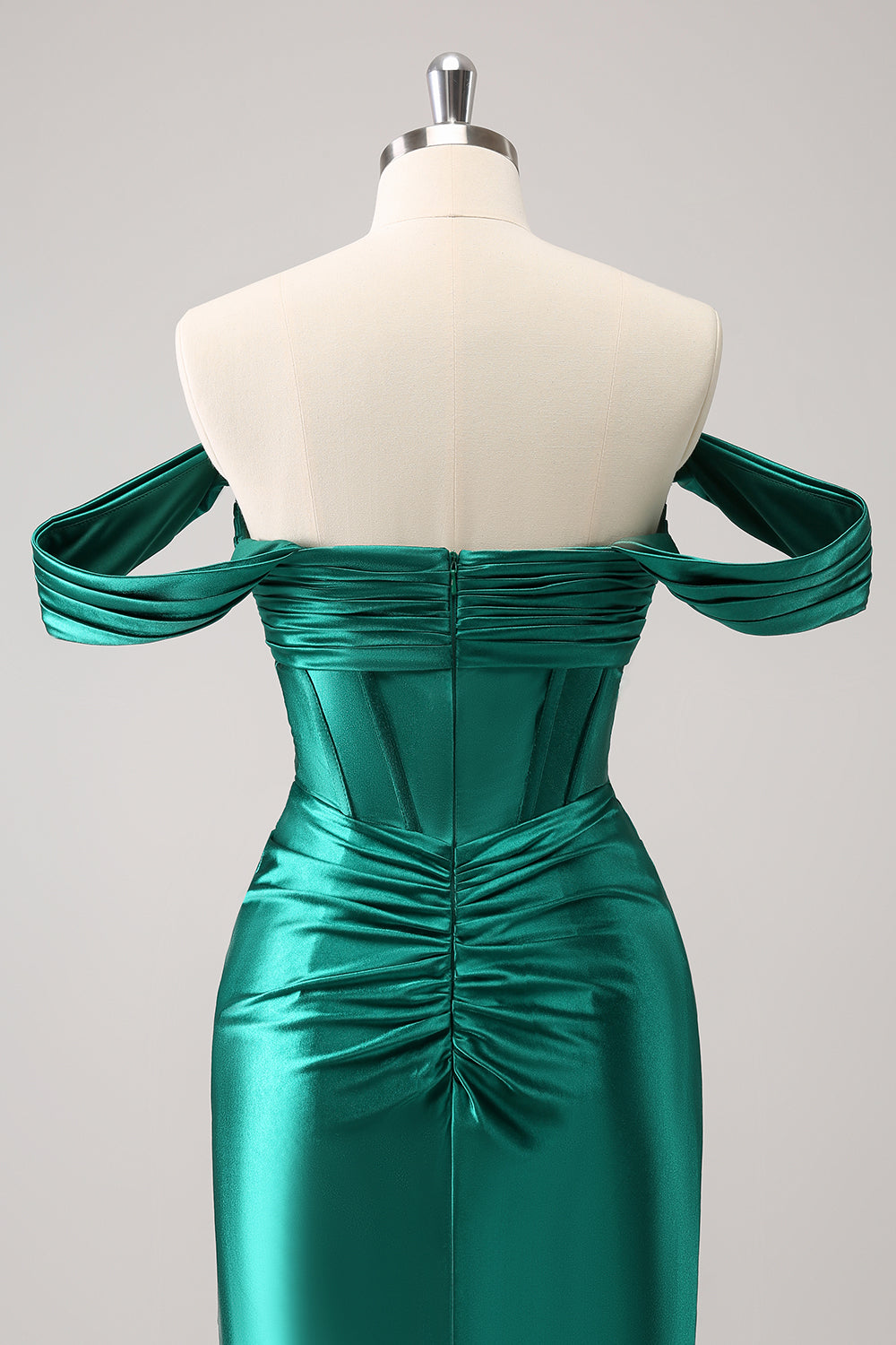 Stilvolles dunkelgrünes, figurbetontes, schulterfreies, ausgehöhltes Korsett-Kurzkleid für den Heimkehr