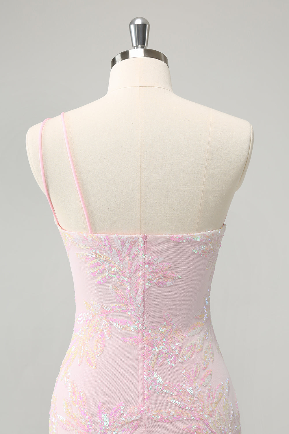 Sparkly Pink Bodycon One Shoulder Short Homecoming Dress with Sequins