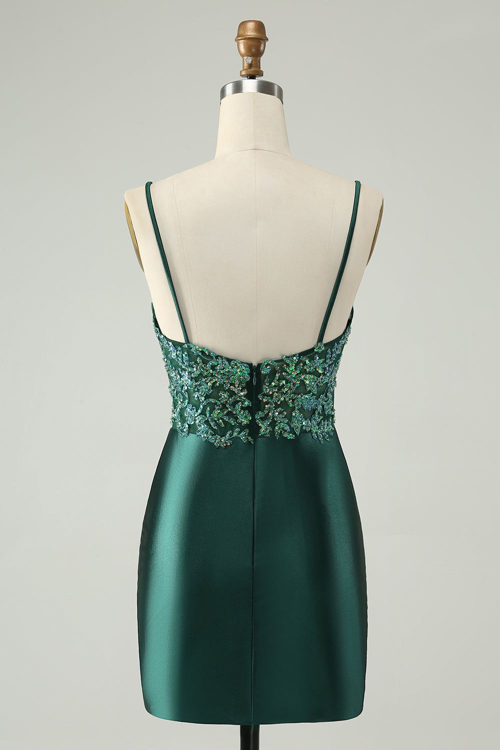 Modest Glitter Dark Green Tight V Neck Homecoming Dress with Sequins