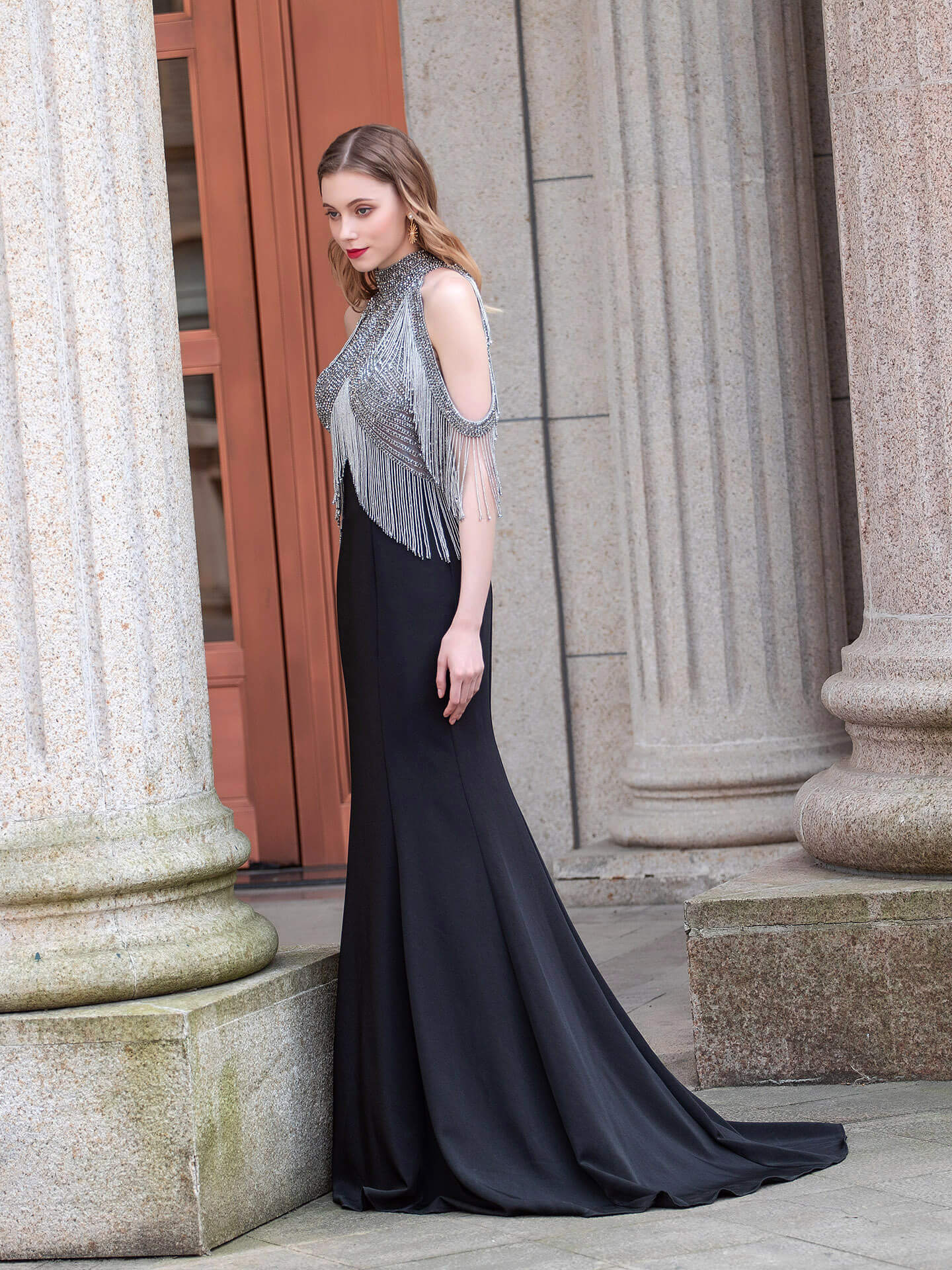 Roycebridal Meerjungfrau Luxuriöse Mode Formale Abendkleider Ärmellos Bodenlang