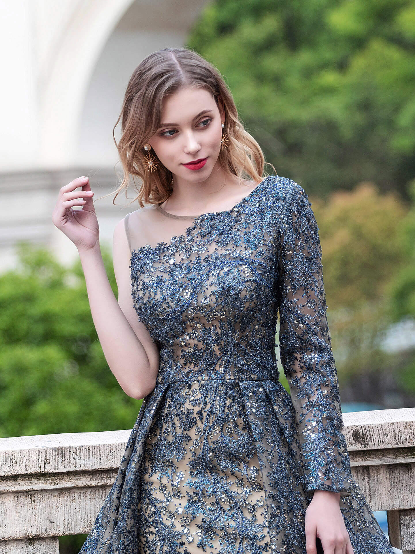 Roycebridal A-Linie Mode Formale Abendkleider Asymmetrische Eine Schulter Ärmellos Bodenlang