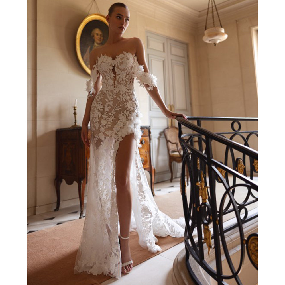 Sexy High Slit Sweetheart Wedding Dress