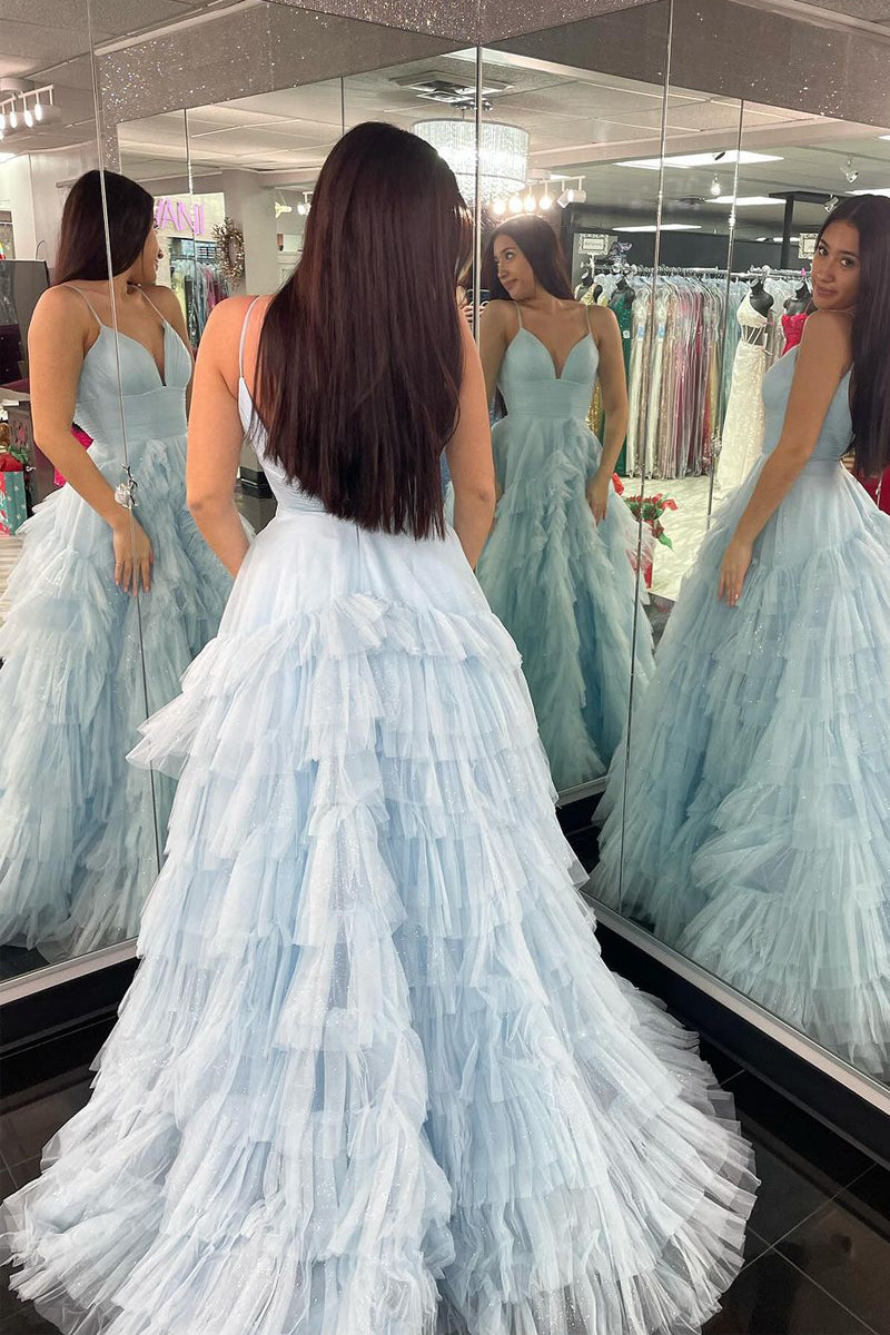 Roycebridal Alianna | A-Linien-Ballkleid aus Tüll mit Spaghettiträgern und Stufen