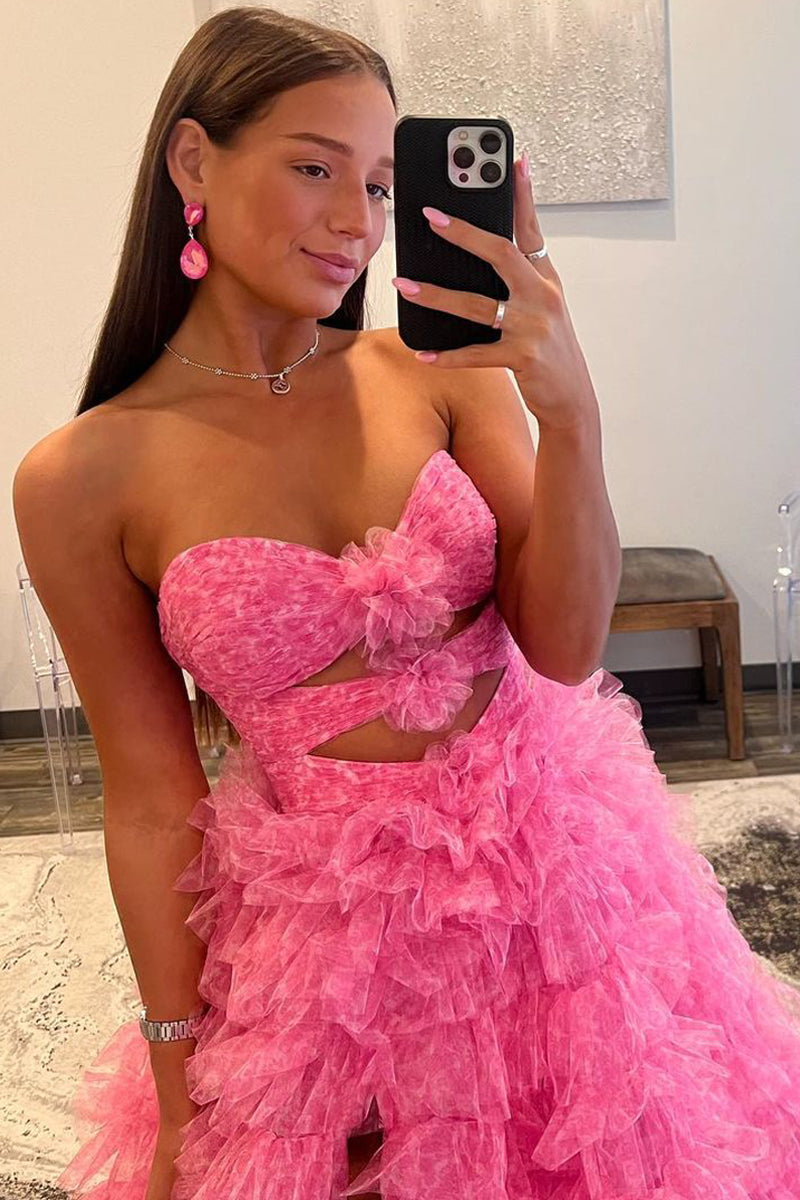 Roycebridal Reyna | Ballkleid mit Herzausschnitt, rosa, gestuftem, bedrucktem Tüll