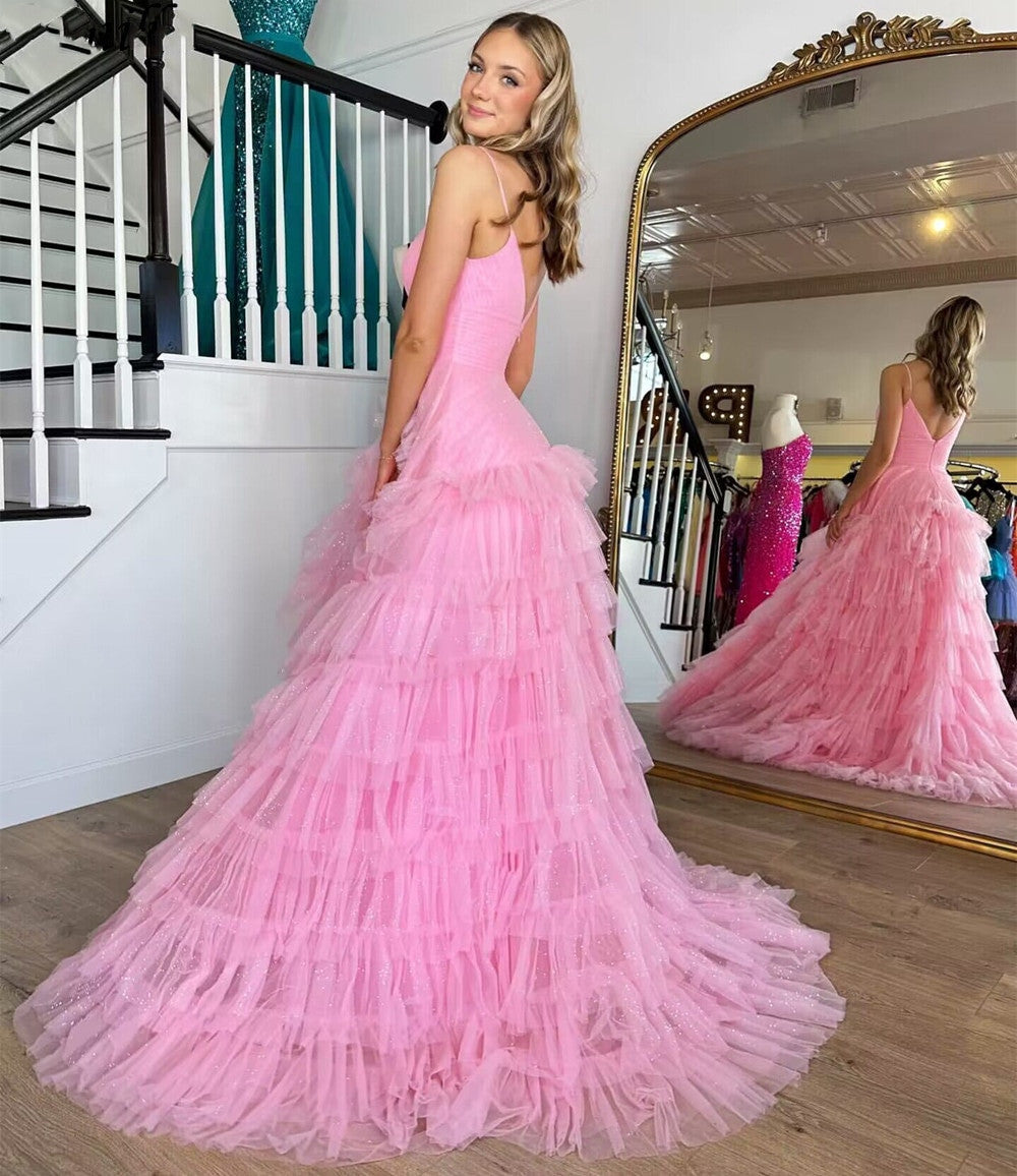 Roycebridal Alianna | A-Linien-Ballkleid aus Tüll mit Spaghettiträgern und Stufen