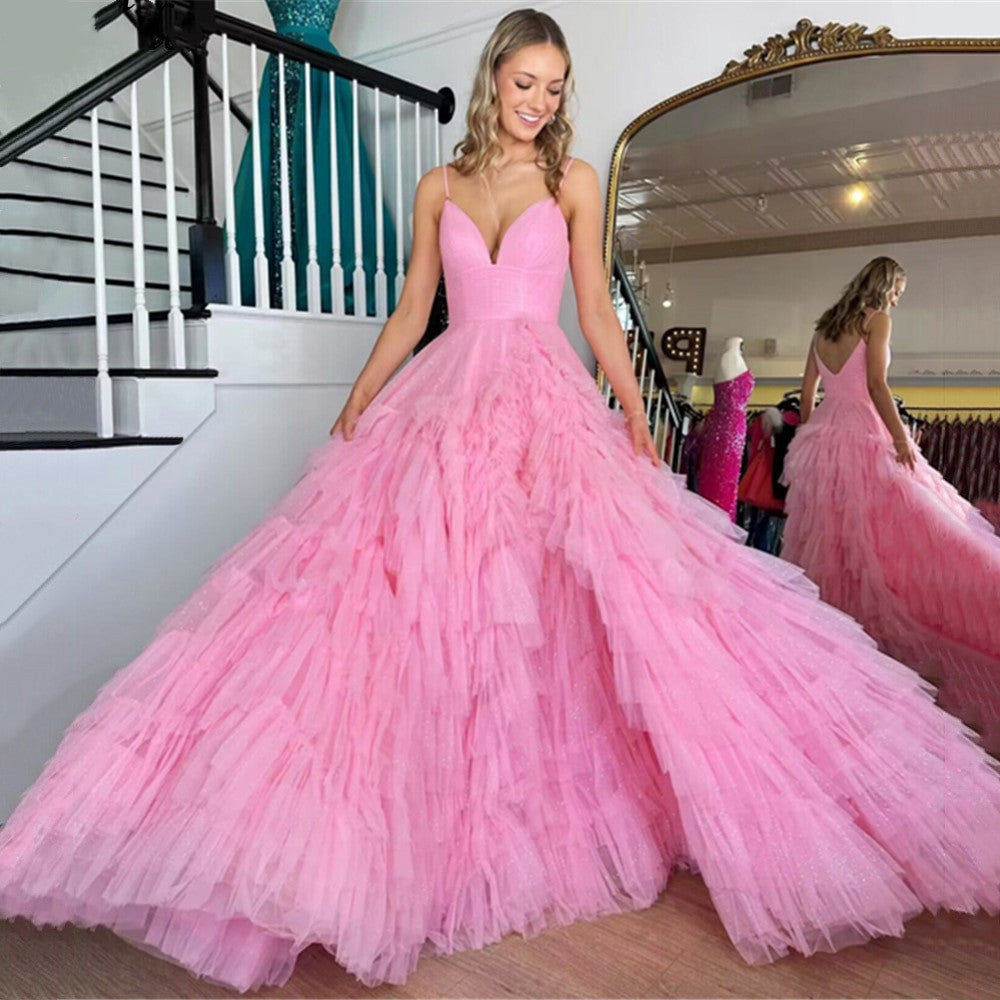 Roycebridal Alianna | A-Linien-Ballkleid aus Tüll mit Spaghettiträgern und Stufen
