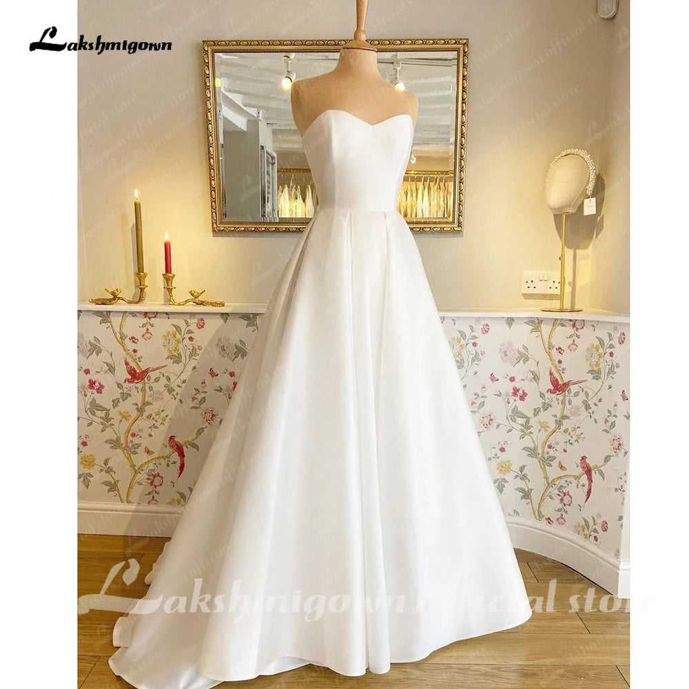Roycebridal Roycebridal Robes de mariée à épaules dénudées et nœud, robes de mariée simples, coupe trapèze, traîne pour femmes, 2024