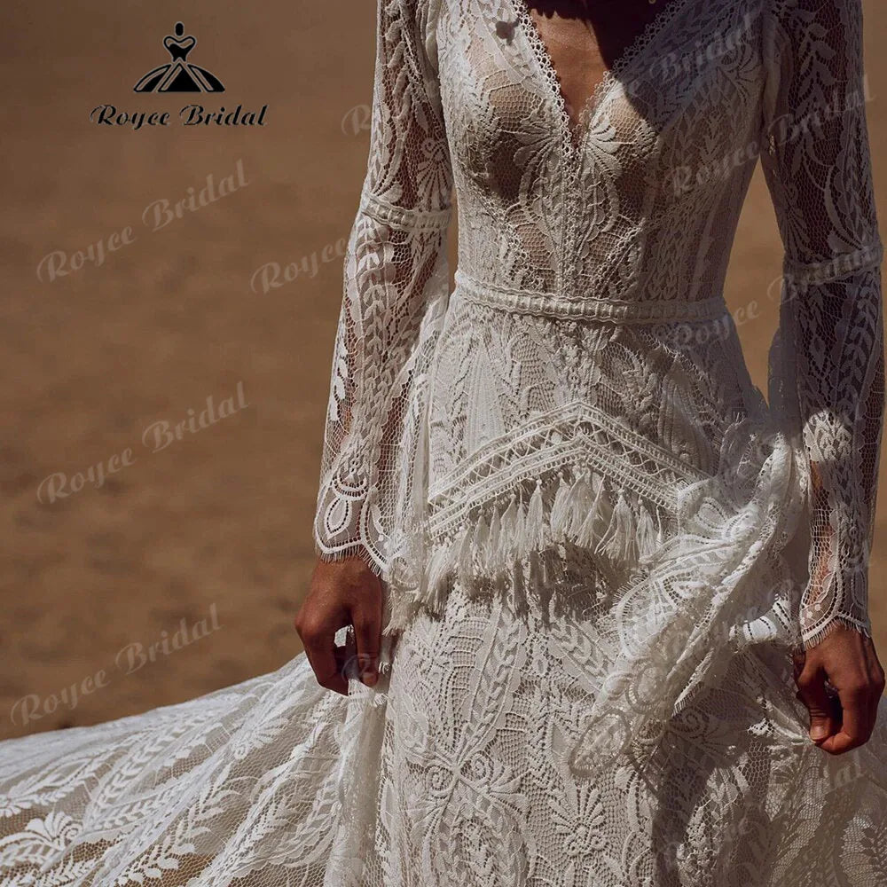 Boheme Lace Long Sleeve Mermaid Wedding Dress