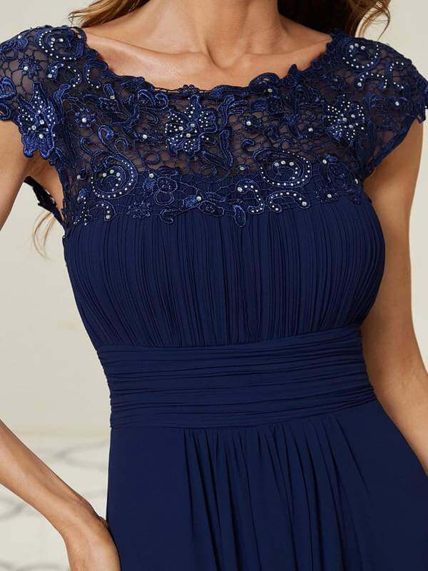 Allanah cap sleeve lace and chiffon bridesmaid dress darker colors - Bay Bridesmaid