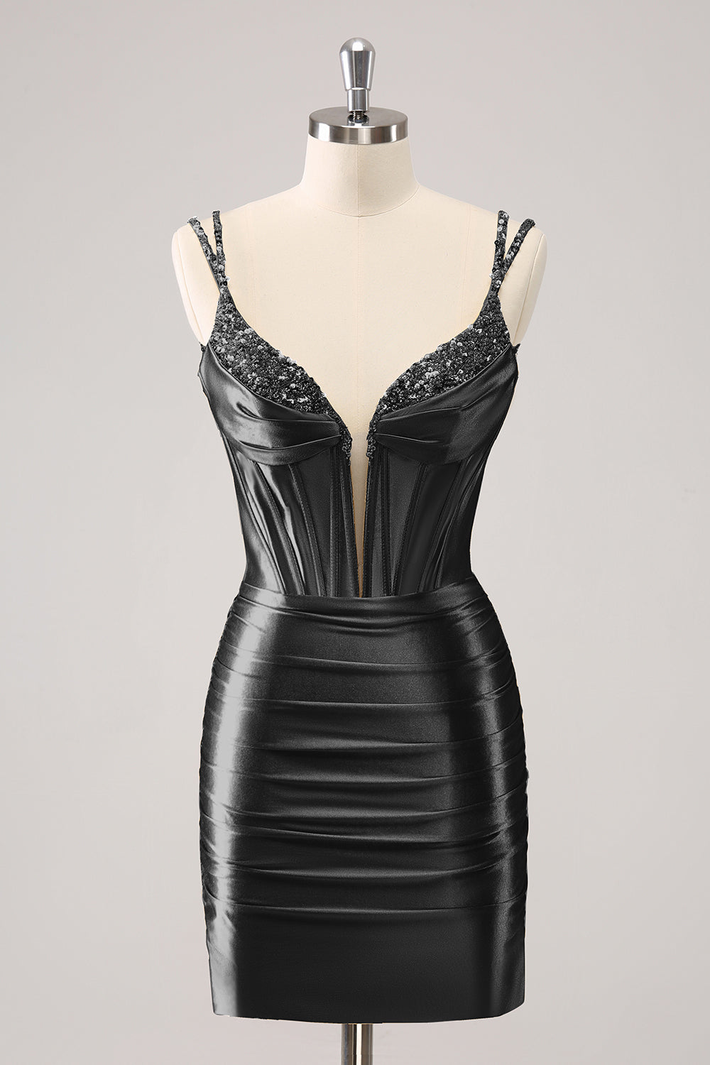 Gorgeous Golden Bodycon Corset Short Homecoming Dress with Sequins
