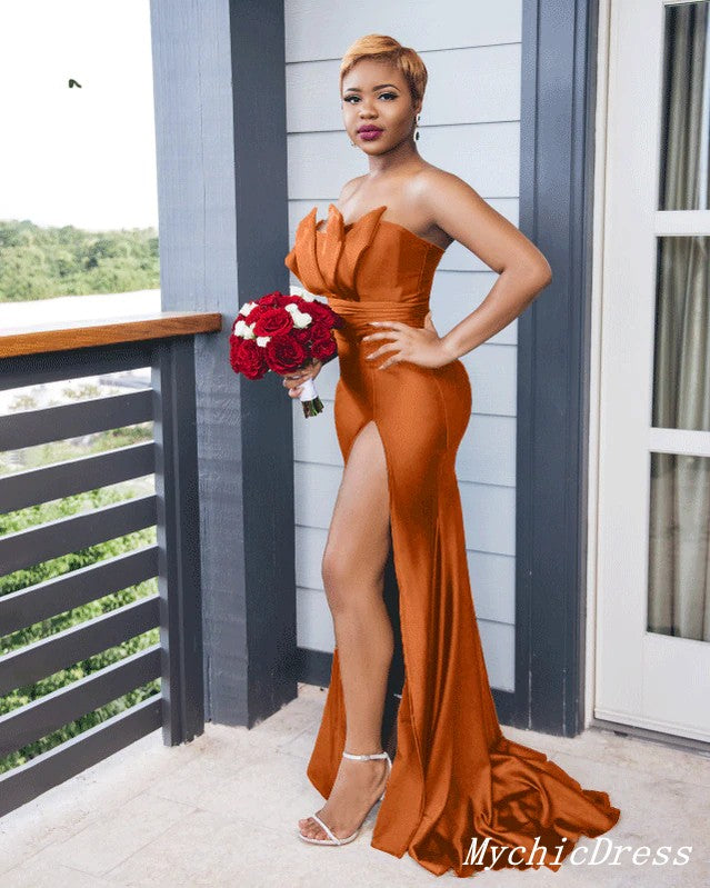 Roycebridal – Brautjungfernkleider in Orange, Satin, günstig, für Hochzeitsgäste