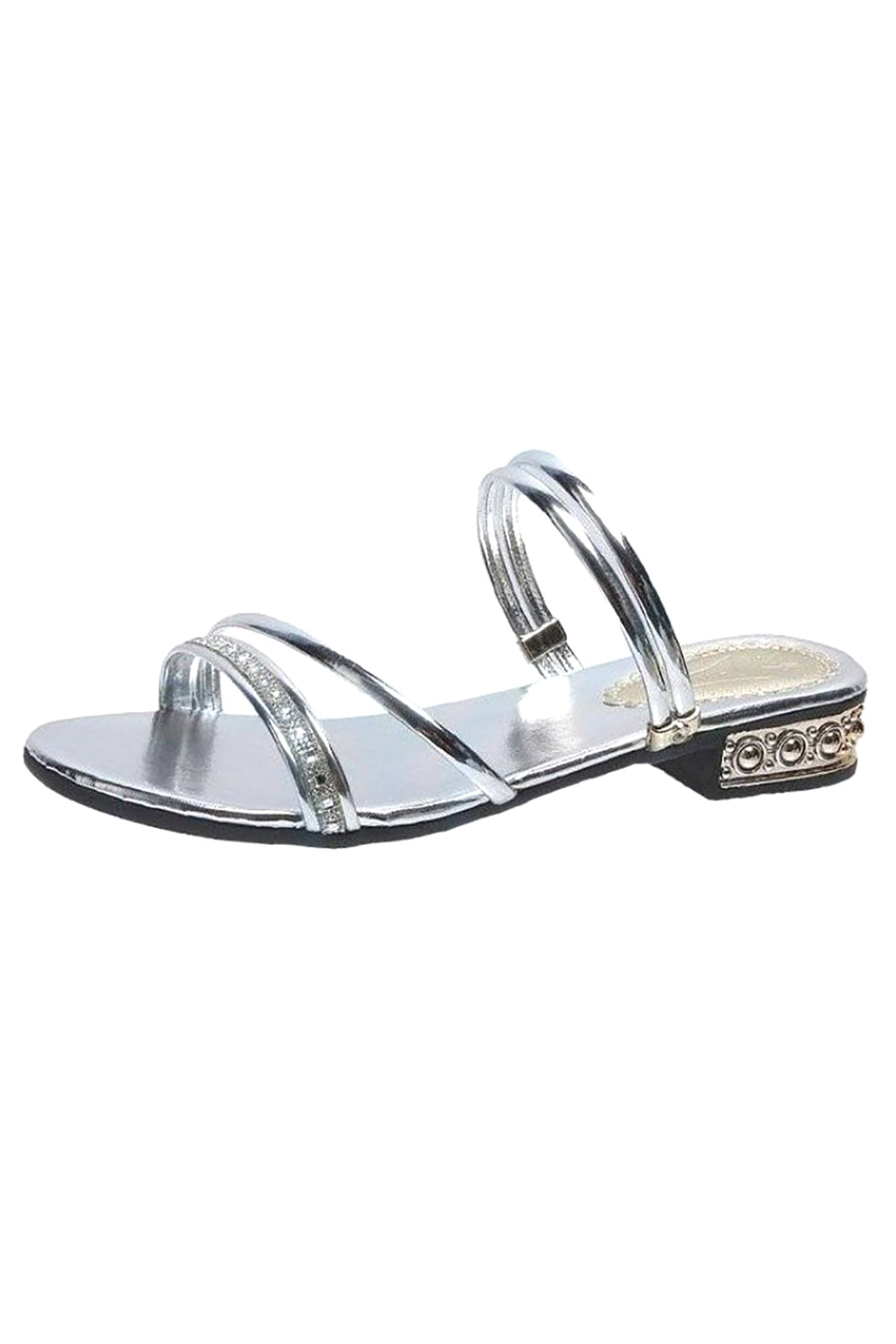 Schwarze Riemchensandalen mit niedrigem Blockabsatz und Strass
