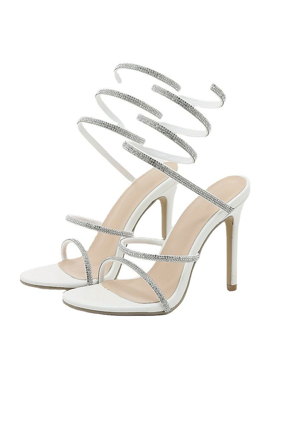 Talons aiguilles blancs à bout strass