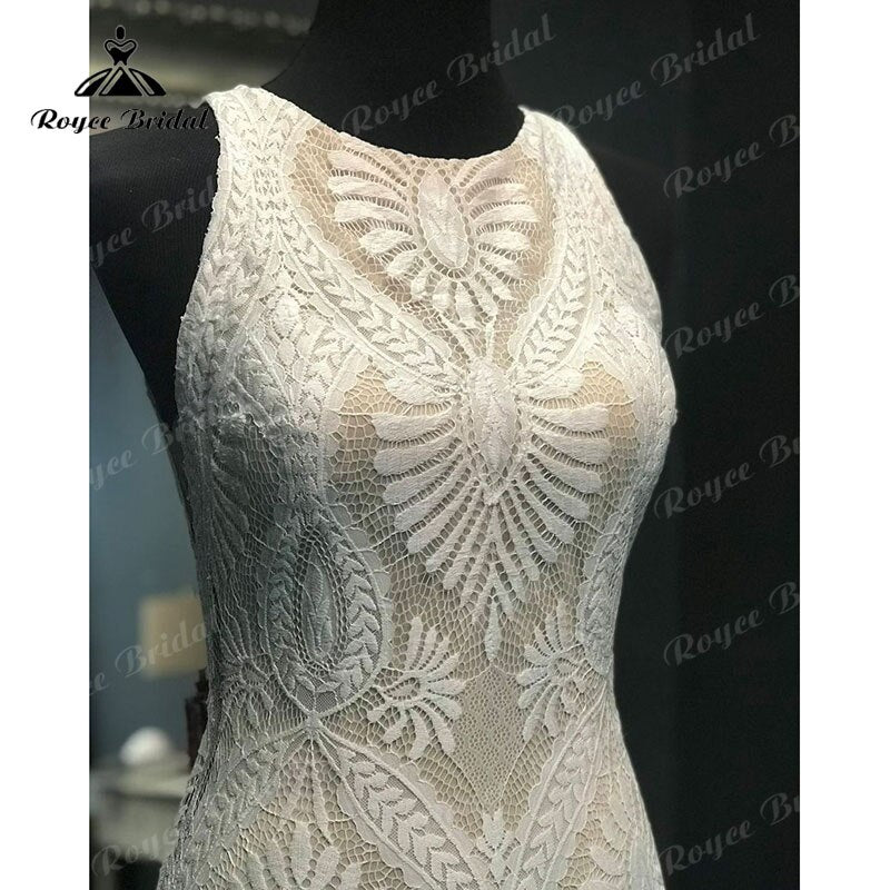 Plus SizeCharming Mermaid Wedding Dress Open Back Lace Sleeveless O-Neck Trumpet Boho Vestido De Novia for Women Bridal Gown Custom Made