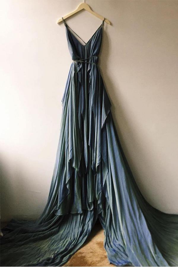 chiffon blue wedding dress | simple wedding gown | rustic wedding dresses | www.musebridals.com