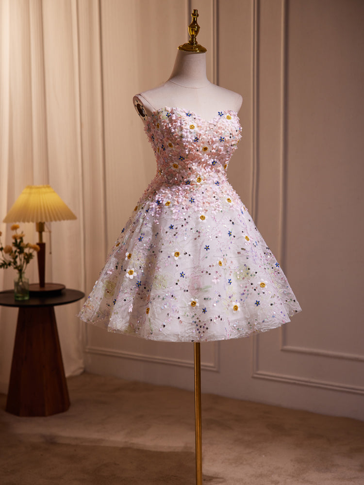 Robe de princesse en maille à fleurs et cœur