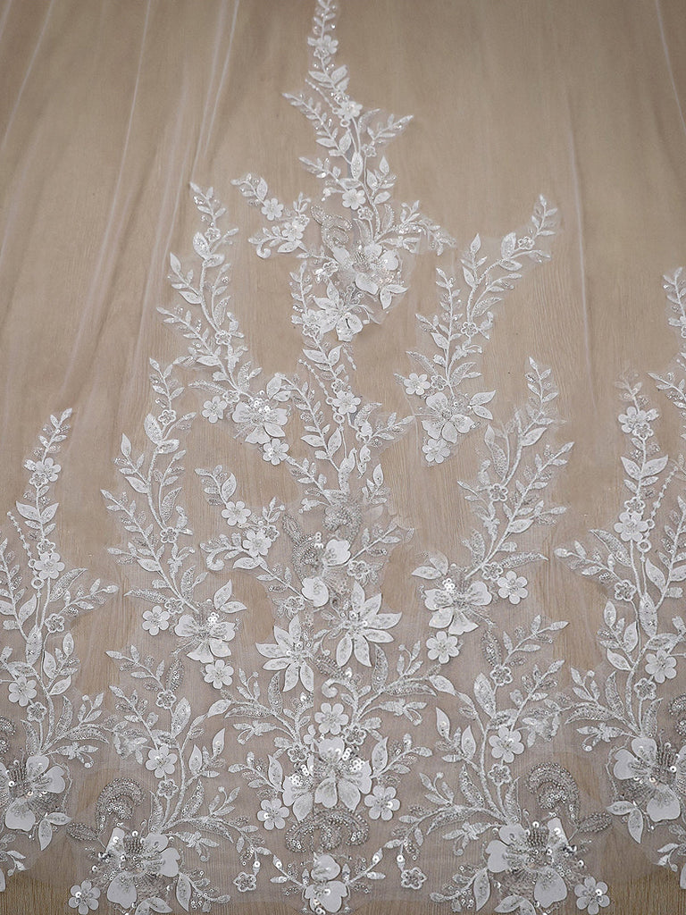 Roycebridal Vintage Blumenspitze mit Pailletten Kathedralenschleier Brautschleier Hochzeitsschleier