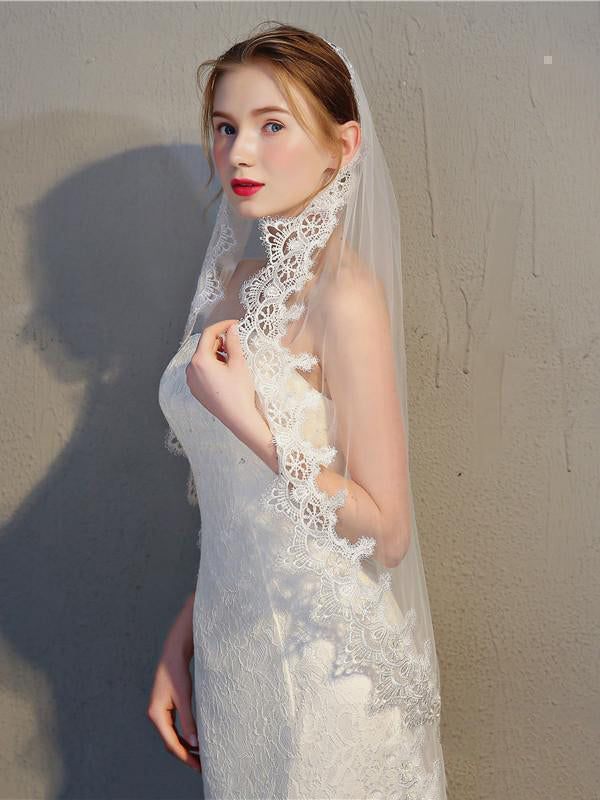 Roycebridal Vintage-Inspired Bridal Mantilla Veils Short Wedding Veil