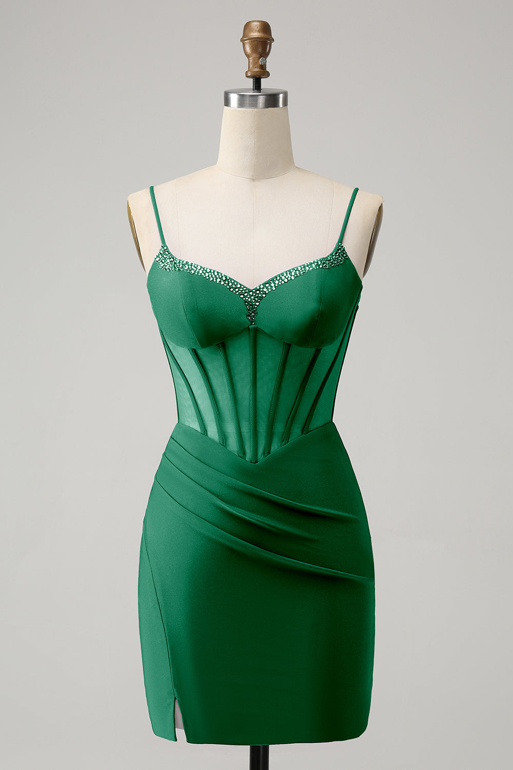 Stilvolles, figurbetontes, kurzes Homecoming-Kleid in Fuchsia mit Schnürung am Rücken und Perlenbesatz im Korsett-Stil