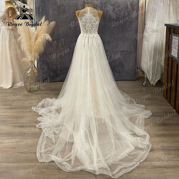 Elegant Tulle A Line Boho Wedding Dress Halter Neckline 2023 Vestido D –  ROYCEBRIDAL OFFICIAL STORE
