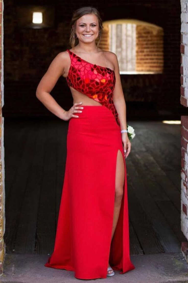 Roycebridal Ashley |Etuikleid mit One-Shoulder-Schnitt und Spiegelpailletten