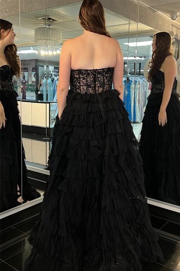 Roycebridal Phelicia | Robe de bal longue en tulle, coupe trapèze, sans bretelles et fendue