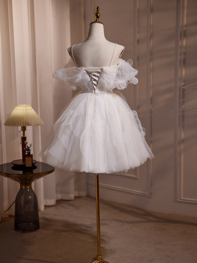 Fairy Off the Shoulder Flower Tüll Kurzes Homecoming-Kleid